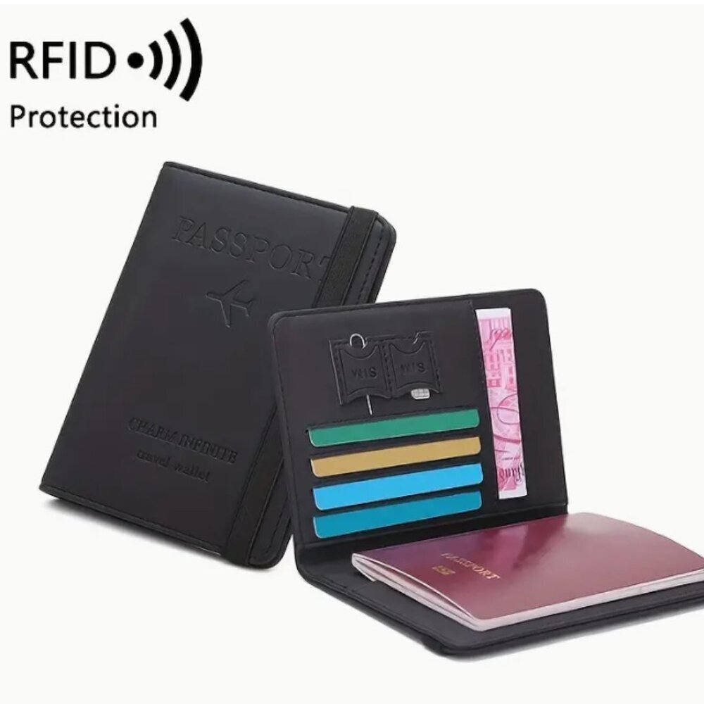 Passport Wallet RFID Protection  Black NWT